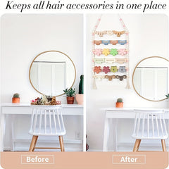 Boho Hair Clips Organizer, Large Capacity Hair Accessories Storage