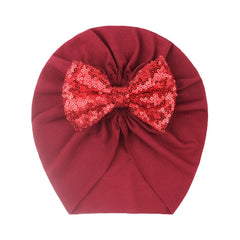 Sequin Bow Baby Headscarf Hat For Baby 0-3 Years Old