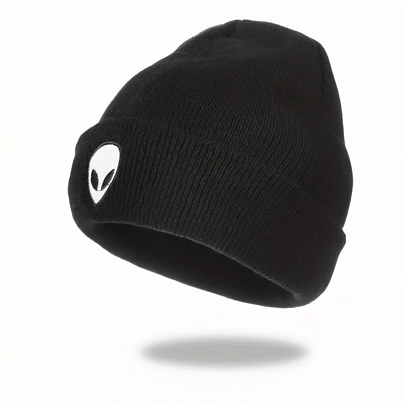 Alien Embroidery Beanie Cartoon Knit Hat Warm Skull Cap