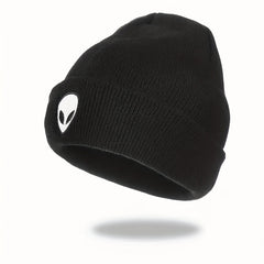 Alien Embroidery Beanie Cartoon Knit Hat Warm Skull Cap