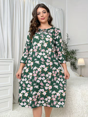 Nightdress Women's Floral Print Three Quarter Sleeve