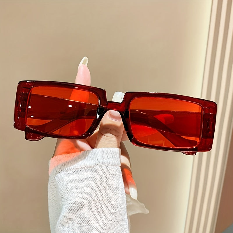 Y2K Rectangle Sunglasses UV400 Sun Shades for Party Beach Travel