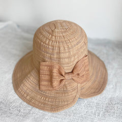 Bowknot Decor Bucket Hat Solid Basin Hat Foldable Sunshade Travel Beach Hats