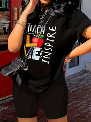 Casual Graphic Tee & Shorts Set
