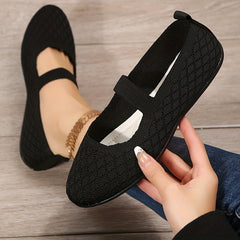 Women's Breathable Knit Flat Shoes Lightweight Slip On Solid Shoes