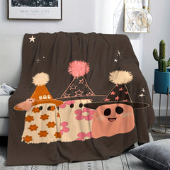 Christmas Ghost Printed Flannel Decoration Blanket - Soft Winter Warm Blanket