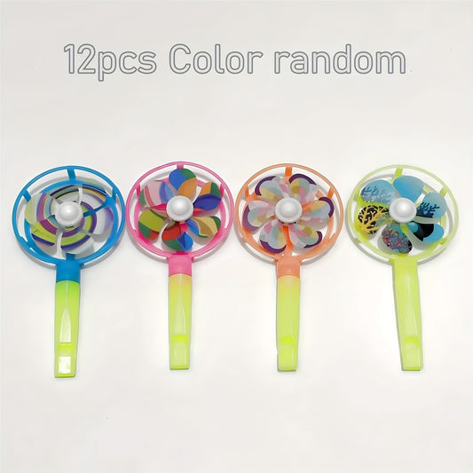 12pcs Colorful Windmill Whistles Party Favors Assorted Colors