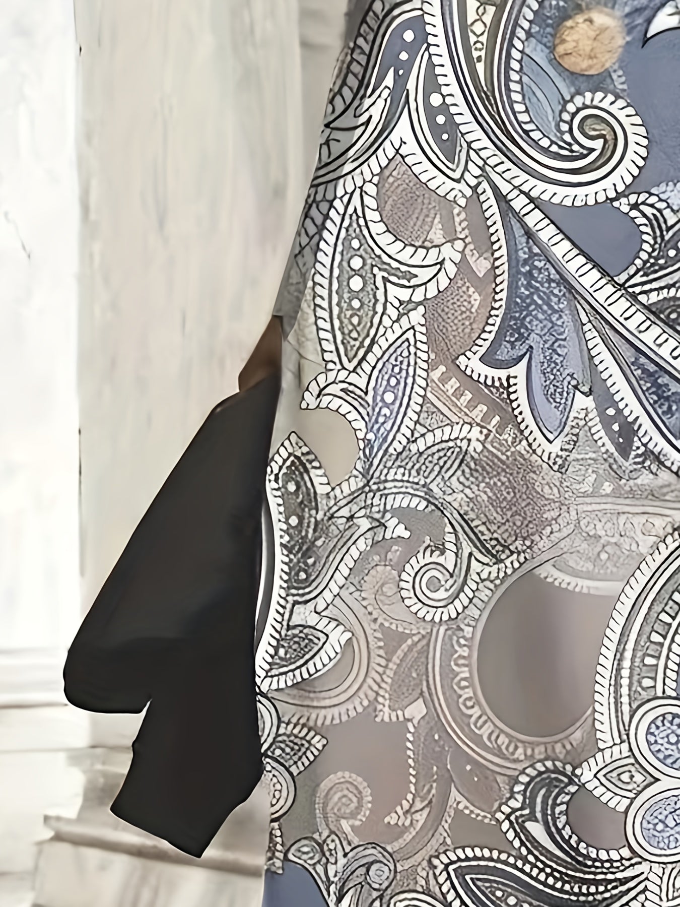 Boho Paisley Print Long Sleeve Maxi Dress