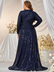 Sequin Long Sleeve Evening Formal Dress