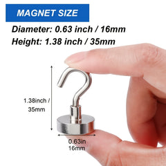 6pcs Neodymium Magnetic Hooks 25Lbs Heavy Duty Refrigerator Hook
