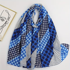 Polka Dot Printed Scarf Vintage Block Shawl Boho Head Wrap Women