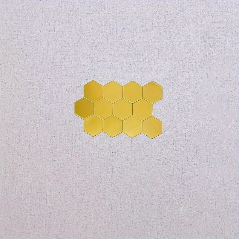 12pcs Hexagon Mirror Wall Stickers DIY Apartment Decor Easy Apply