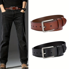 Men's Leather Belt Pin Buckle Retro Cowhide High-end Casual Texture