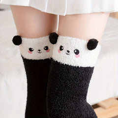 Cartoon Panda Thigh High Socks Fuzzy Over The Knee Socks