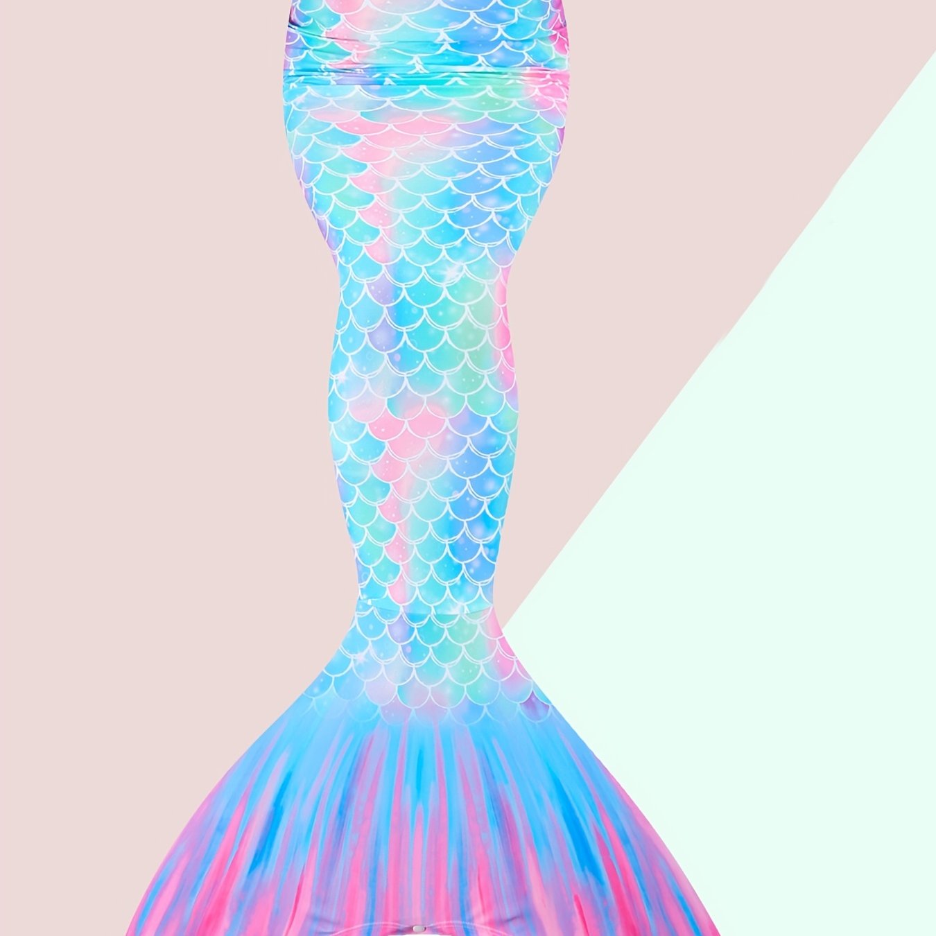 Girl's Mermaid Tail Swimsuit Tie Dye Fish Scale Pattern
