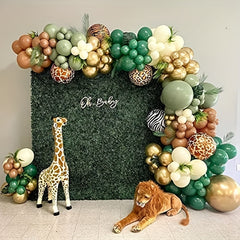 Jungle Balloon Garland Kit Sage Green & Brown for Wild One Themed Party