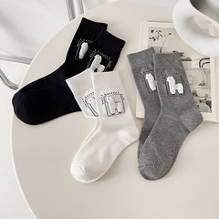 5 Pairs Alpaca Print Socks Comfy Women's Mid Tube Stockings