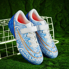 Boy's Turf Football Boots Hook Loop Fastener Outdoor TF Soccer Cleats