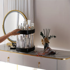 360 Rotating Plated Edge Organizer Cosmetics Storage Tray