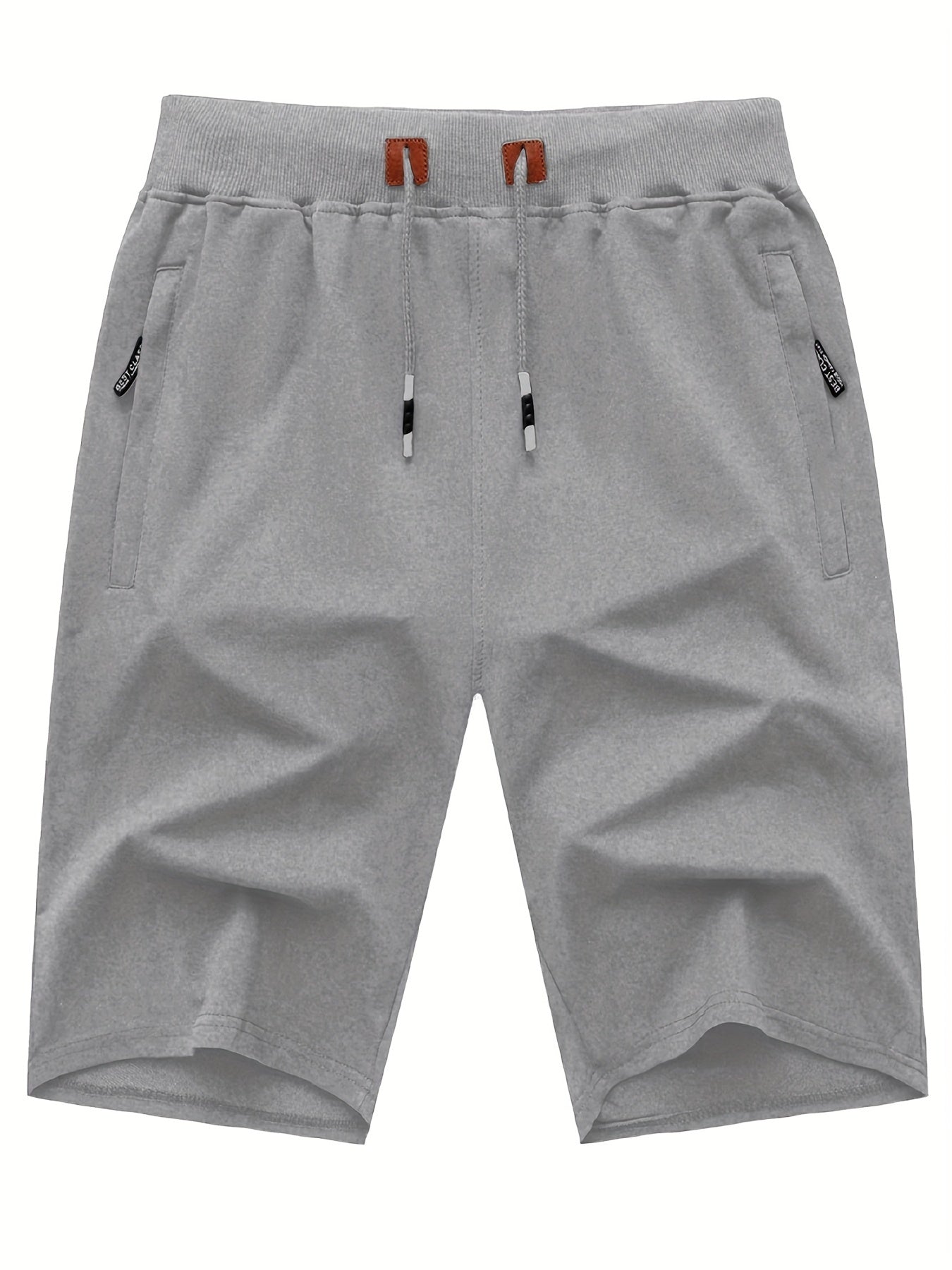 Men's Breathable Shorts Side Zipper Pockets Summer Drawstring Elastic Waist
