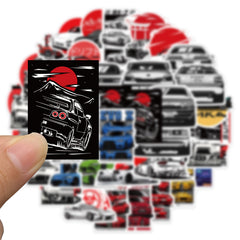 50pcs JDM Cartoon Car Stickers for Water Bottles Laptops Phone Cases