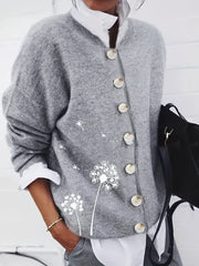 Women's Dandelion Print Long Sleeve Cardigan