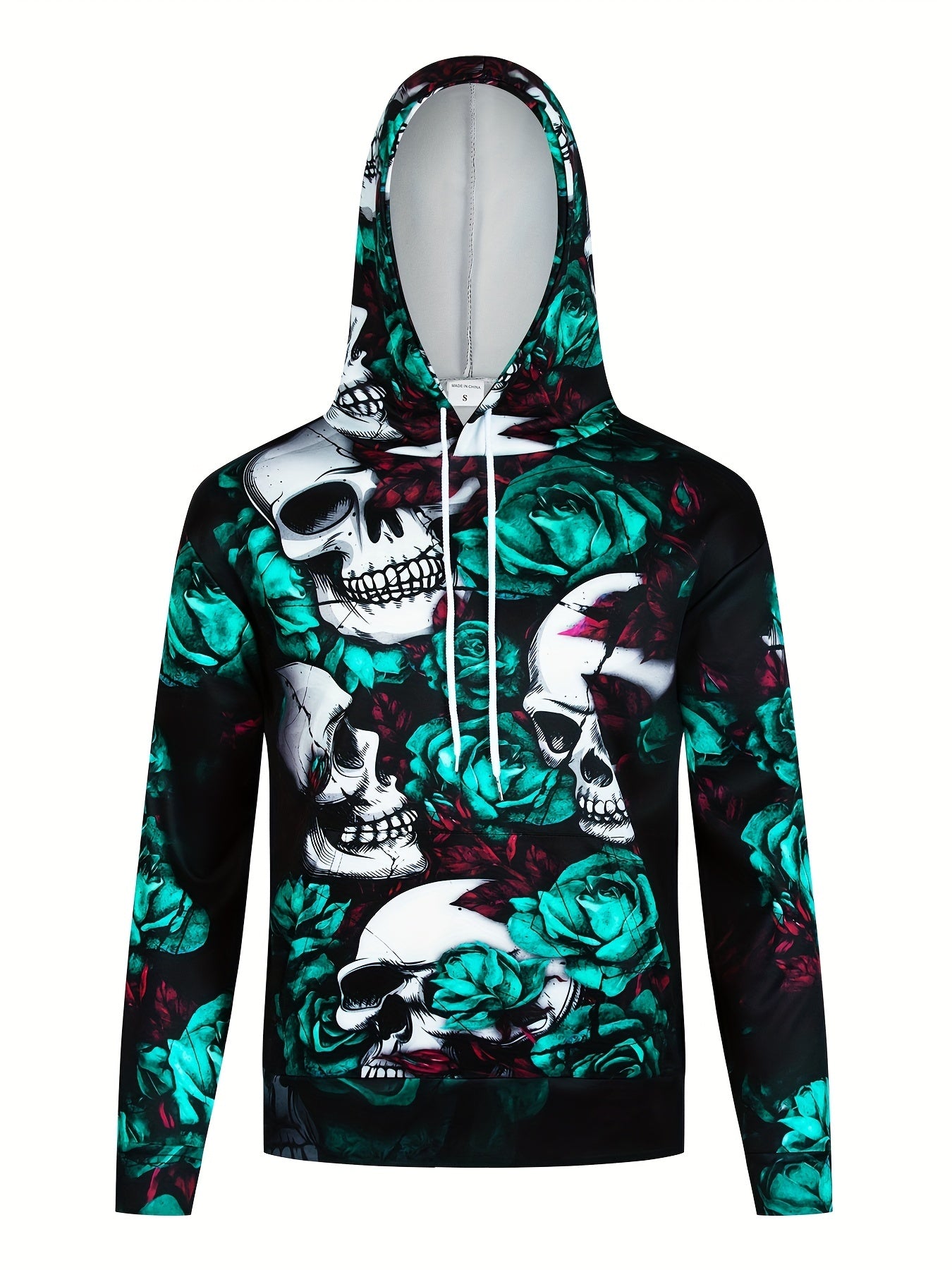 Skulls And Roses Print Hoodie For Men