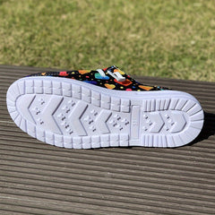 Women's Love Pattern Skateboard Shoes Colorful Lace-up Canvas