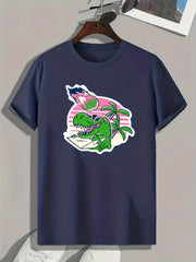 Dinosaur Print Men's Graphic T Shirt for Summer