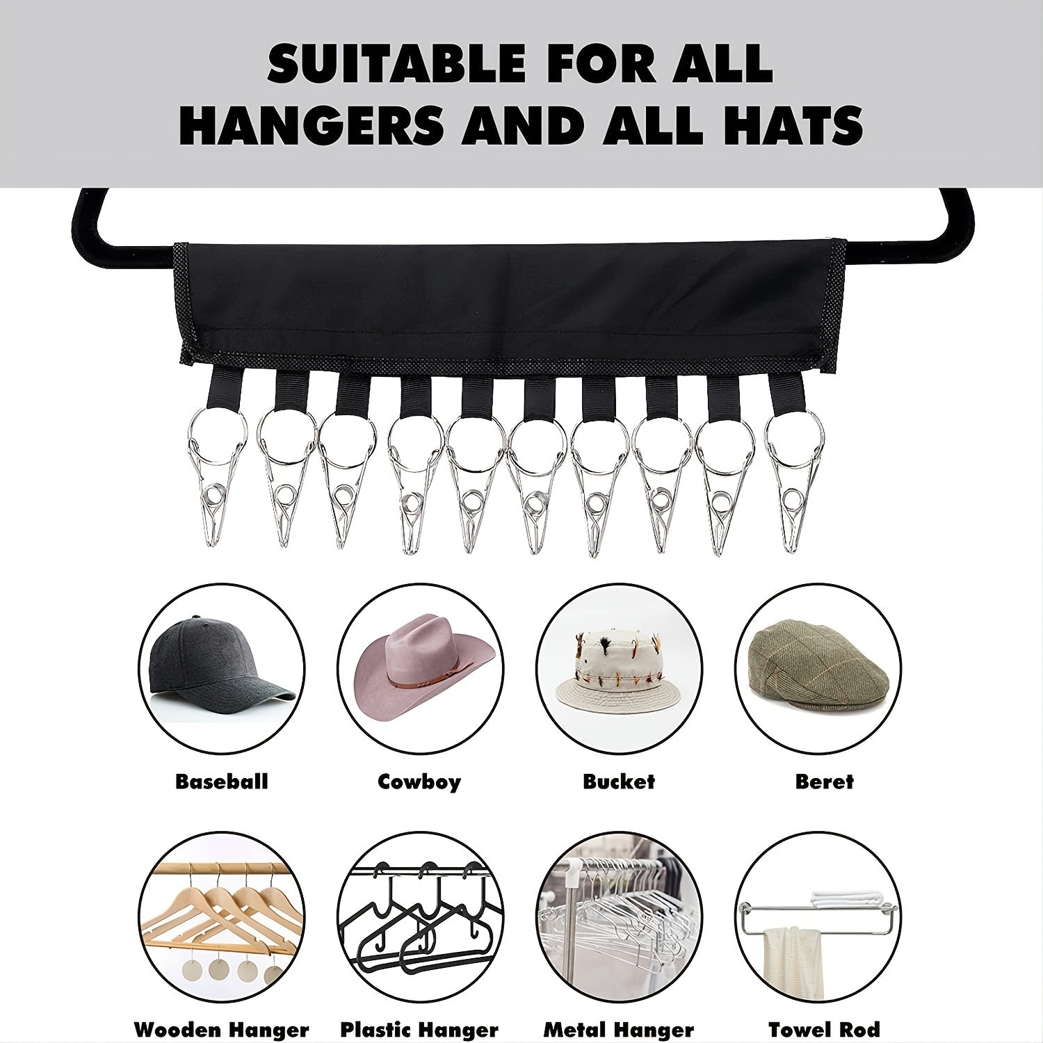 Hat Hanger Drying Rack For Clothes Underwear Ties Scarves Belts