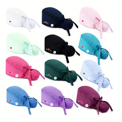 Solid Scrub Hats Ponytail Work Cap Casual Adjustable Nurse Hat Soft