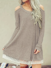 Colorblock Lace Sweater Dress
