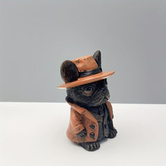 French Bulldog in Brown Hat Resin Figurine for Home Decor or Gift