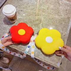 Kids Silicone Shoulder Bag Flower Diagonal Coin Purse Wallet