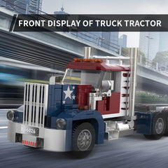 American Truck Trailer Building Blocks Model with Detachable Carriage Toy