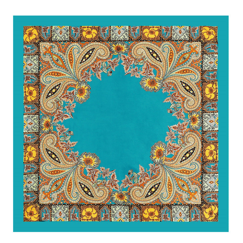 Vintage Printing Silk Scarf Neck Shawl Hair Wrap