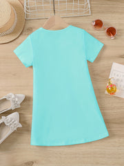 Toddler Girls Short Sleeve ALWAYS HAVE FUN Dog Graphic Dress
