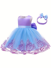 Baby Girls Christening Baptism Party Dress With Headwear