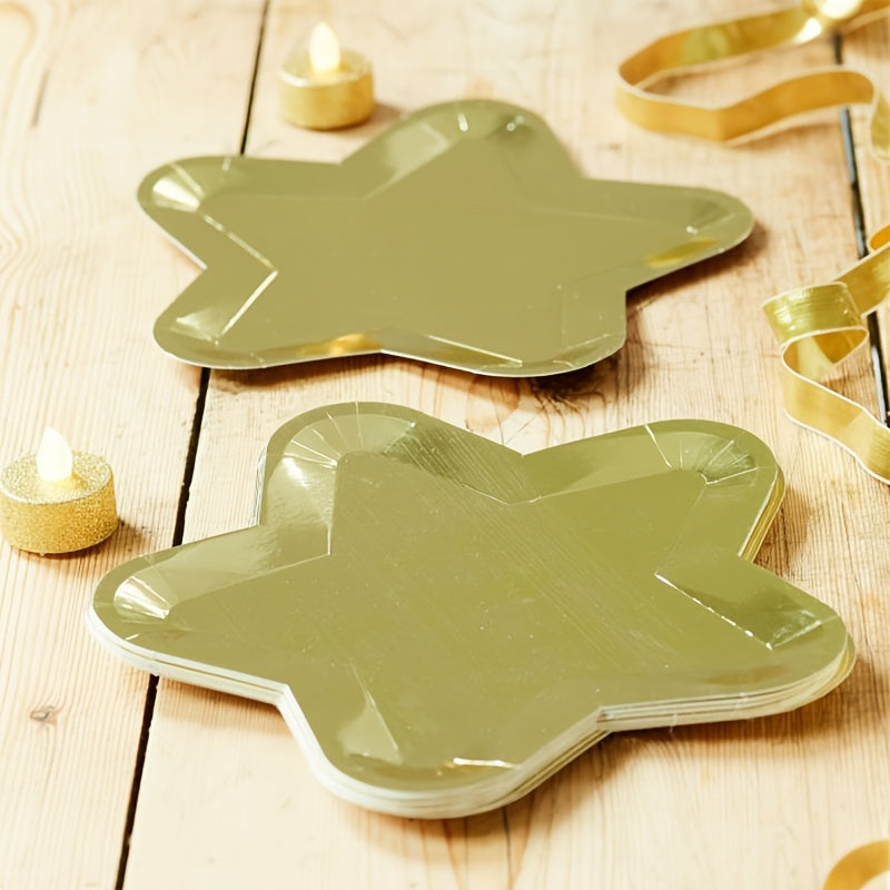 10pcs Golden Star Paper Plates for Graduation Wedding Birthday