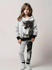 Kids 3D Horse Print Outfits Set Boys Western Style Gift