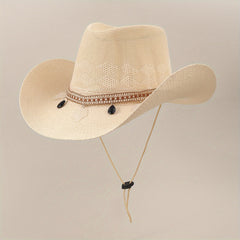 Unisex Sunshade Straw Hat for Summer Beach Travel