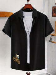 Skeleton Hand & Letter Print Casual Men's Shirt