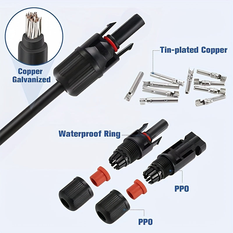 6 Pairs MC4 Waterproof Solar Panel Cable Connectors