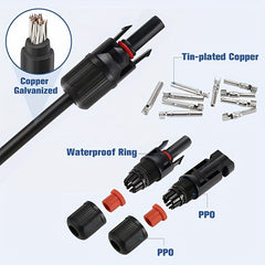 6 Pairs MC4 Waterproof Solar Panel Cable Connectors