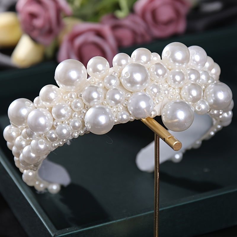 Silvery Faux Pearl Hairband Headband Tiara for Women