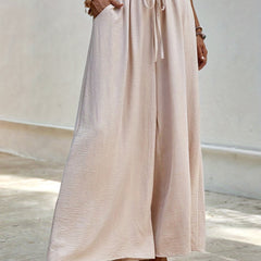 Paper Bag Waist Palazzo Pants Drawstring Wide Leg Pants