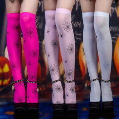 Spider Print Thigh High Socks Halloween Cosplay Over The Knee Socks