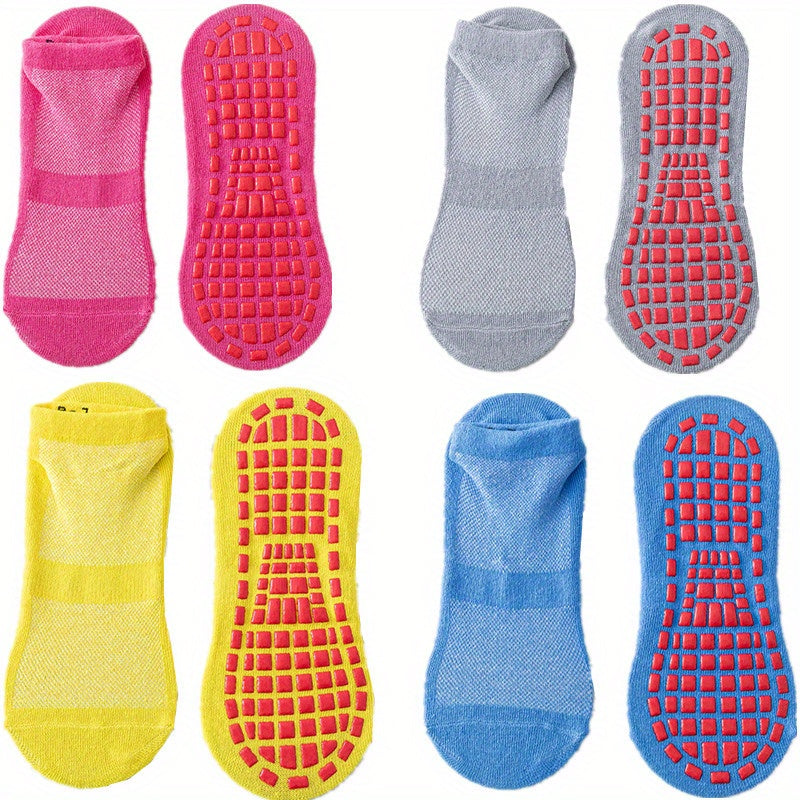 4 Pairs Summer Mesh Trampoline Socks Non Slip Breathable Yoga Pilates