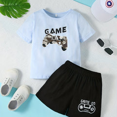Boys Game On Gamepad Graphic Casual Outfit Set