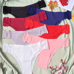 7pk Seamless Lace Bikini Panties Breathable Low Waist Lingerie